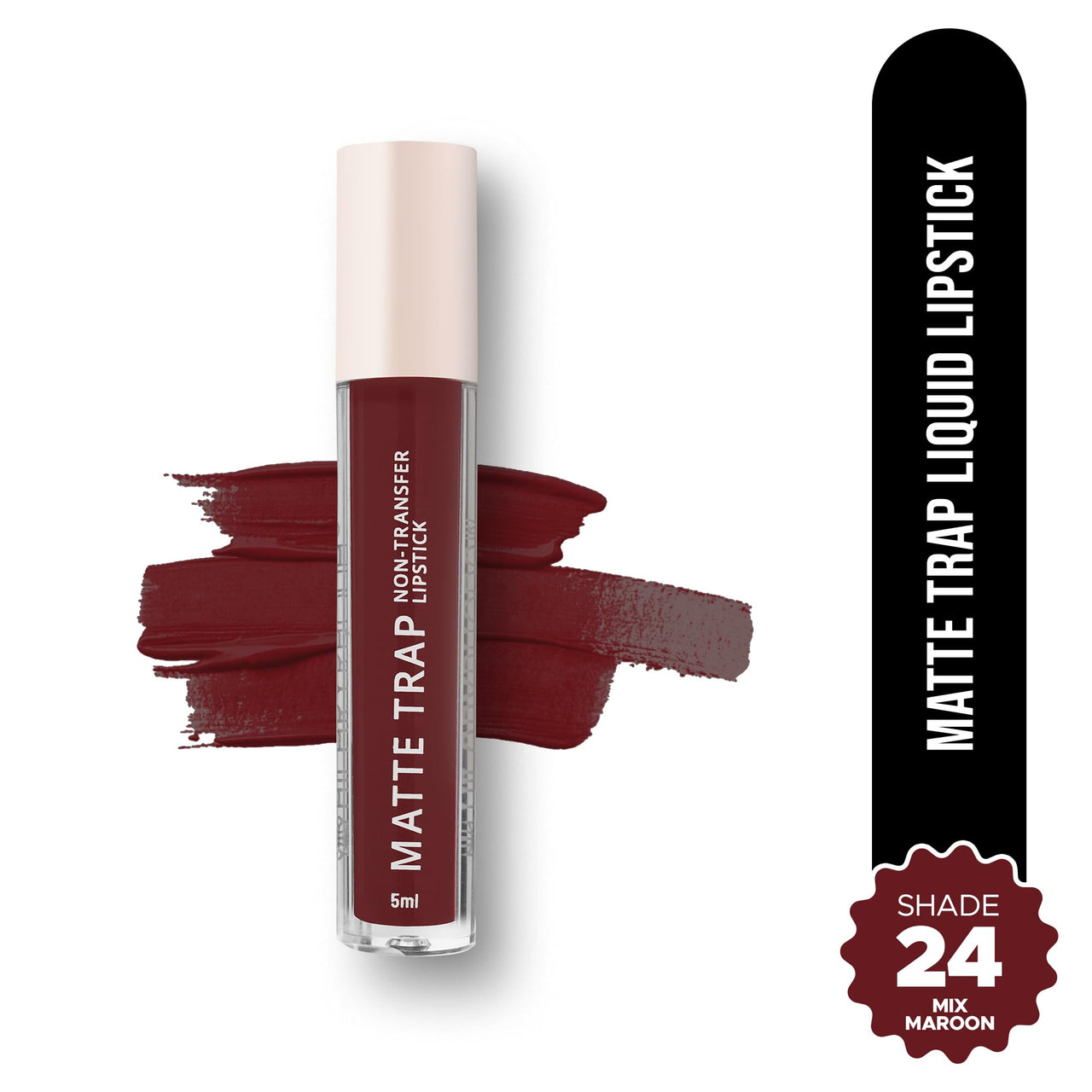 Hilary Rhoda Matte Trap Liquid Lipstick | Non-Transfer & Waterproof Lipstick | 8-Hour Long Stay | Non-Drying Formula | 5ml (Mix maroon - Shade 24)