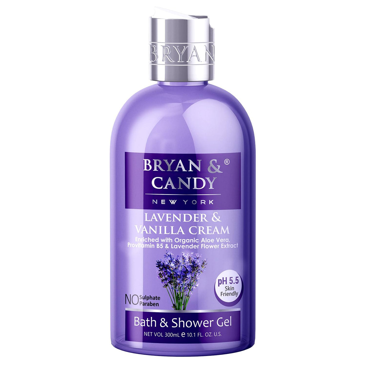 Bryan & Candy Shower Gel with Aloe Vera. Gentle, Moisturizing Body Wash for Soft, Supple Skin (Lavender Shower Gel, 300ml)