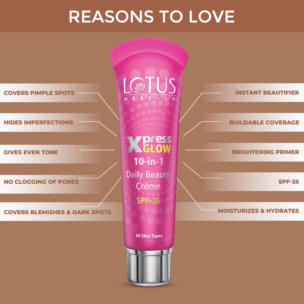 Lotus Herbals Make-up Xpress Glow 10 in 1 SPF 25 Daily Beauty Cream (Royal Pearl, 30g)