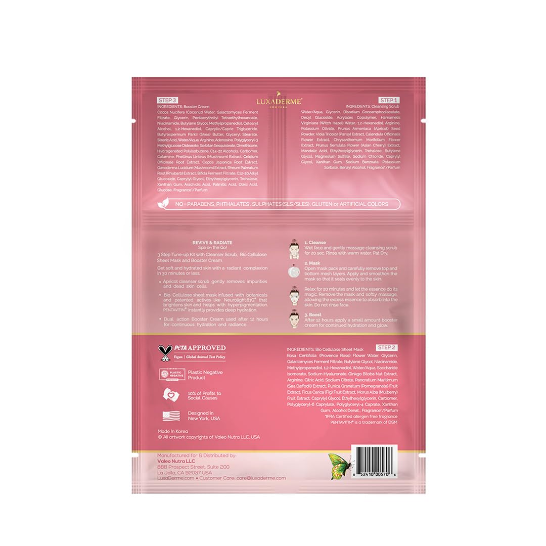 LuxaDerme 3 Step Facial Kit | Revive & Radiate | For Glowing and Smooth Skin | Korean Facial Kit (Pack of 2)