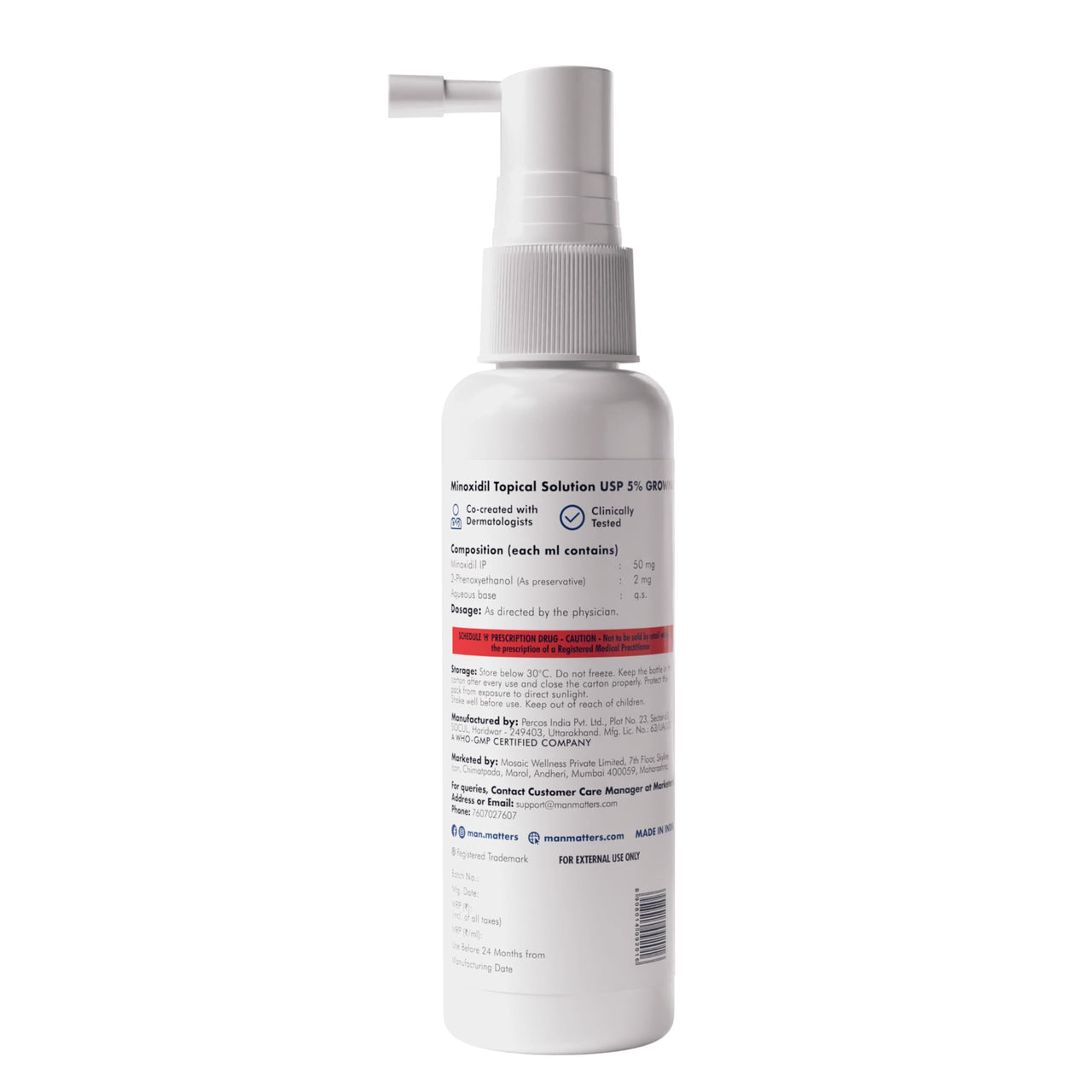 Man Matters Minoxidil 5% with Procapil Solution Serum I Prevent Hair Loss, Thinning I Revitalise Hair and Beard Regrowth I Alcohol Free, Non-Sticky, Unscented I Extra Strength I 60 ml