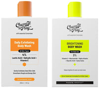 Chemist At Play 1% Salicylic Acid Exfoliating Body Wash 236ml For Men & Women + Brightening Body Wash For Women + & Men | 236mL