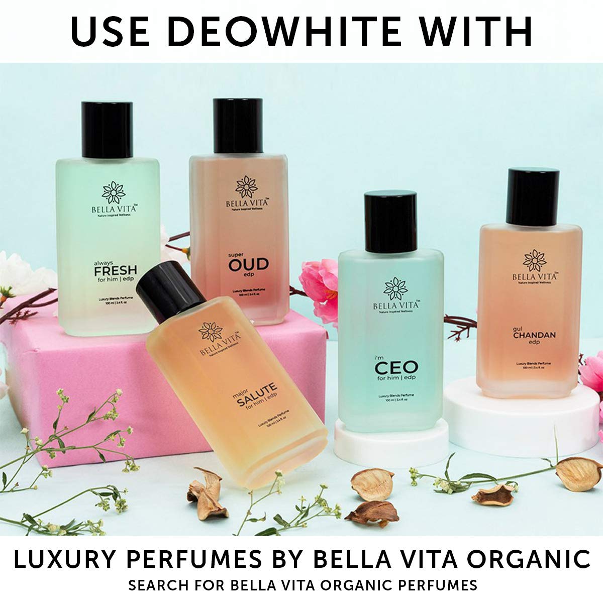 Bella Vita Organic Deo White Deodorant For Women Long Lasting, 50 Ml Roll On Natural Under Arms Skin Whitening & Lightening For Ladies, Aluminium Free, Pack of 2