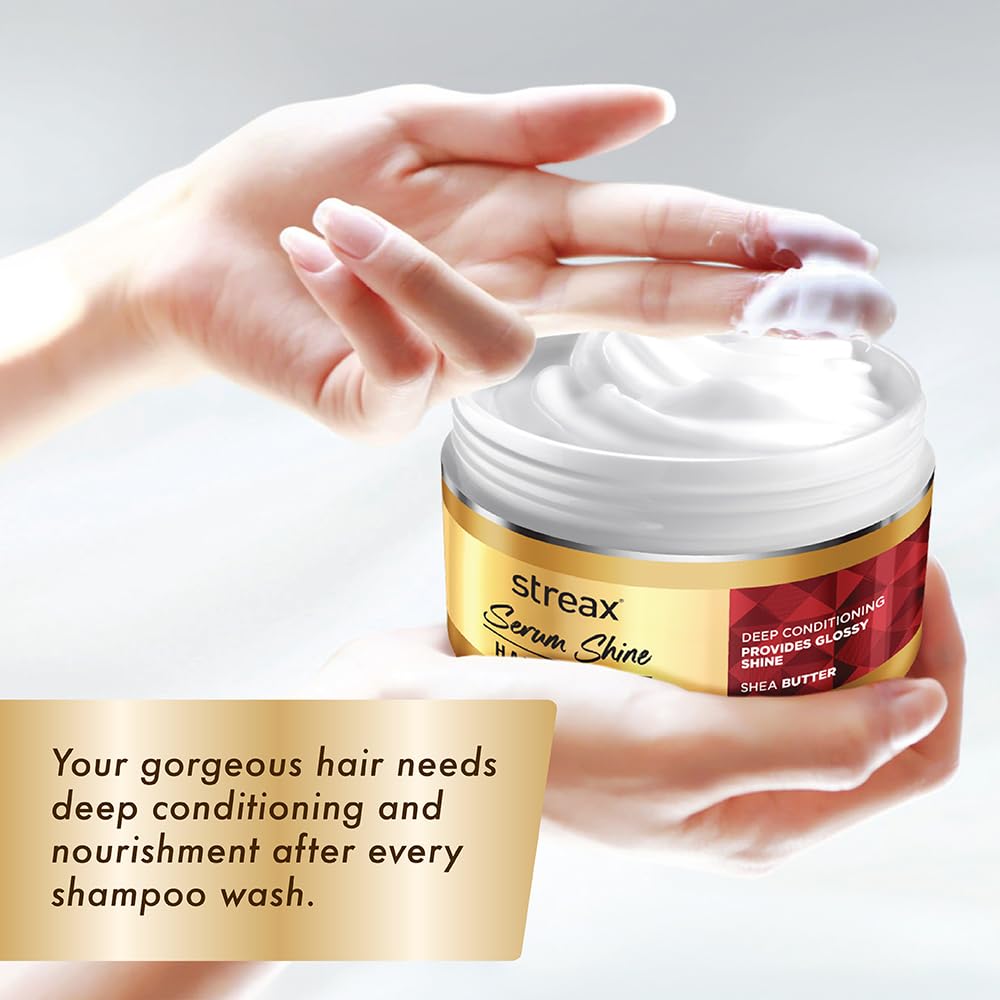 Streax Serum Shine Hair Mask, 200gm| For Dull Dry Fizzy Hair|Hair Masque For Women & Men |Infused with Shea Butter|Conditioner for Hair |Hair Mask for Frizzy Hair|For Normal, Wavy, Straight & Curly Hair