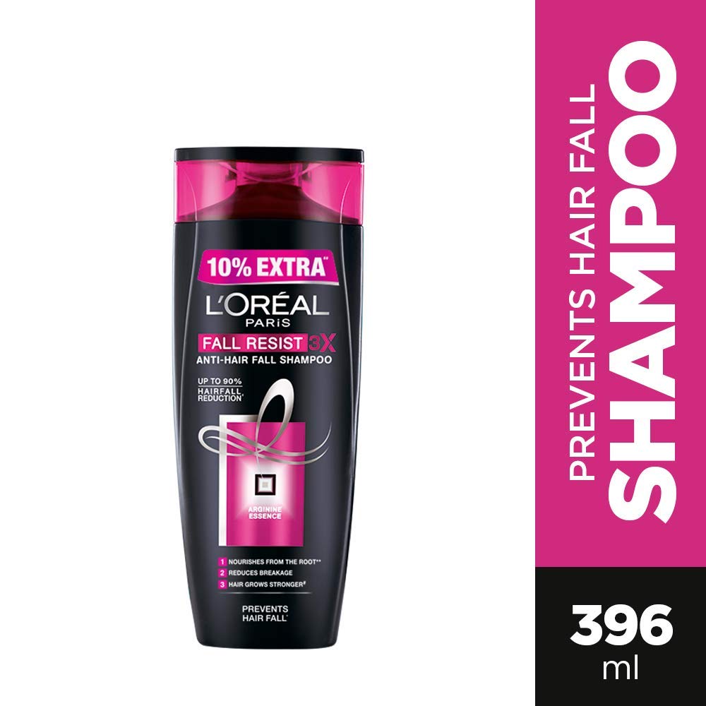 L’Oréal Paris Fall Resist 3X Anti-Hairfall Shampoo, 360ml Pack of 1 (With 10% Extra) And Fall Resist 3X Anti-Hairfall Conditioner, 175ml (With 10% Extra)