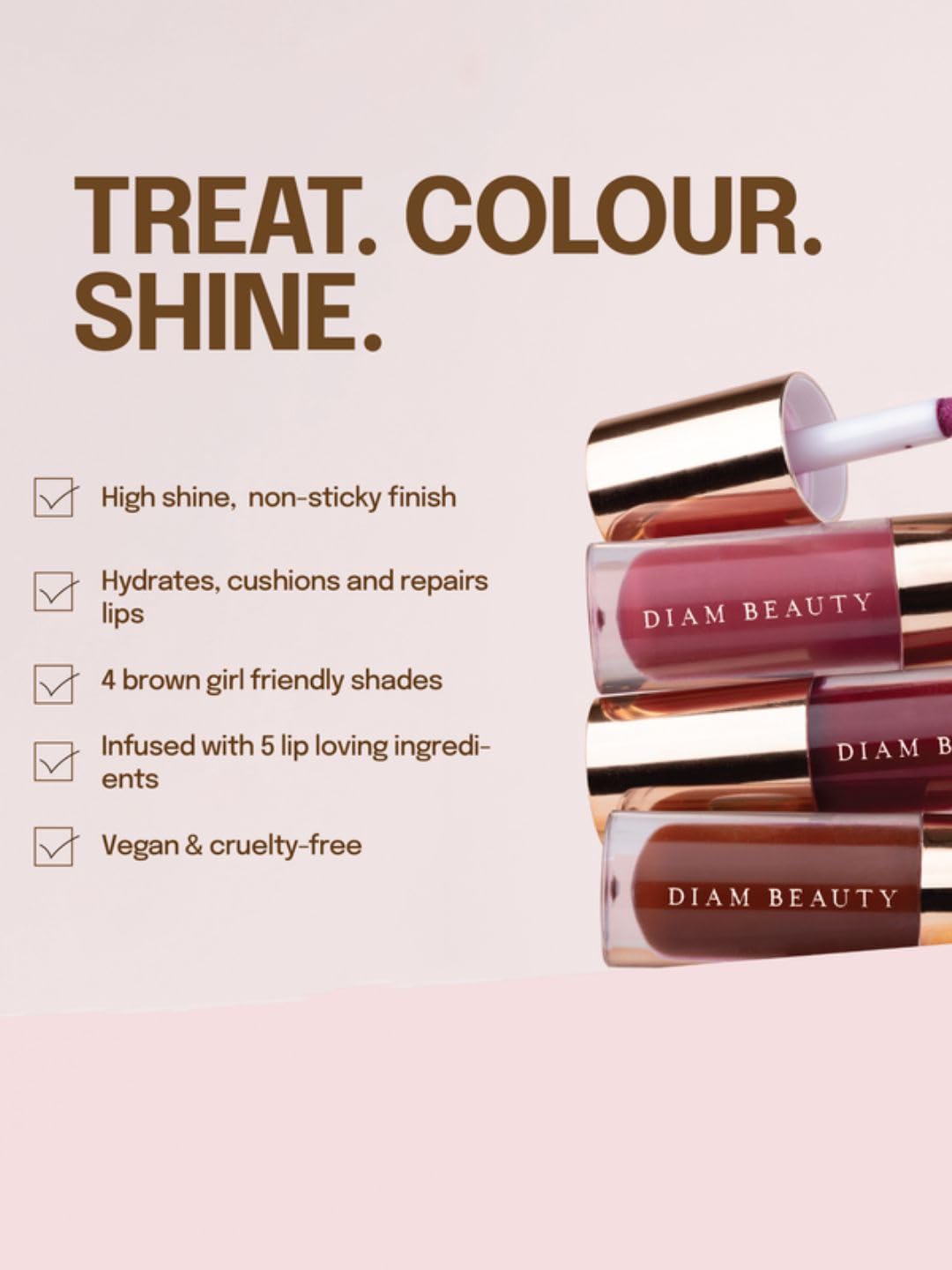 Diam Beauty Love Potion Lip Oil, Lip Gloss for Women - Long Lasting, Natural Organic Lip Makeup, Unique Lip Gloss Formula - Rose (5ml) (Rose)