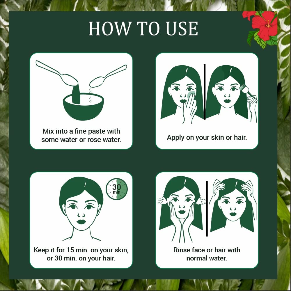 INDUS VALLEY Organic Hibiscus Powder For Hair Care (Hibiscus + Brahmi + Tulsi Powder) -100g *3= 300g