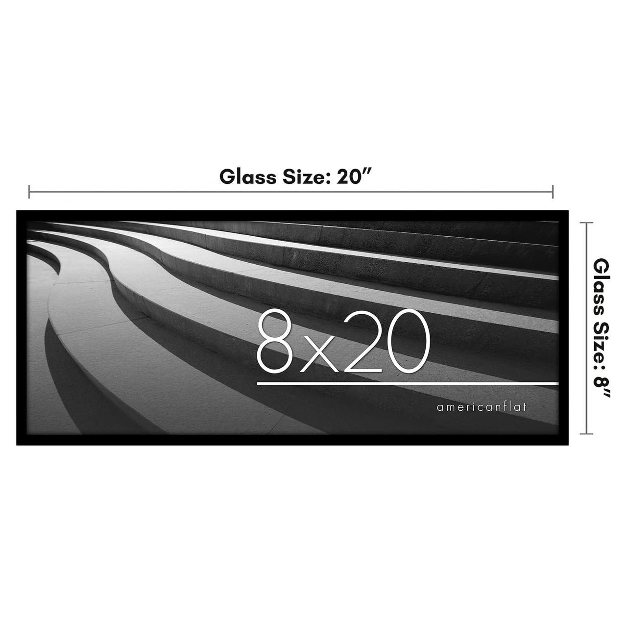 Americanflat 8x20 Picture Frame in Black - Thin Border Photo Frame with Polished Plexiglass - Wall Picture Frame with Hanging Hardware Included for Horizontal or Vertical Display Format