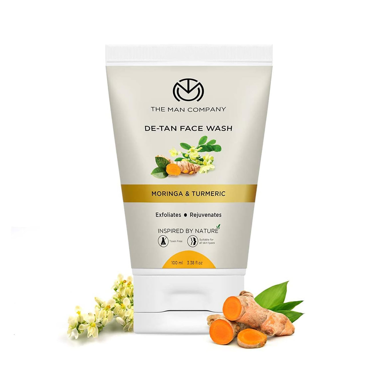 The Man Company De Tan Face Wash for Men with Turmeric & Moringa - 100 ml | Tan Removal, Oil Control & Anti-Pollution | Unclog Pores | Deep Cleansing | Blackheads Removal