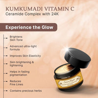 Herbs & Greens Kumkumadi Vitamin C Ceramide Complex with 24K Gold | Anti Aging Skin Brightening Moisturizer for Glow | Natural Face Cream for Woman & Men | Barrier Repair & Radiance Booster | All Skin Types | Day & Night | 50 gm