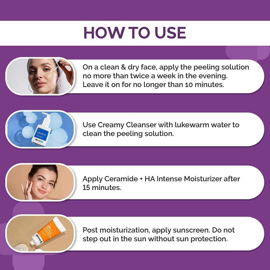 The Derma Co 15% AHA + 1% BHA Beginner Repairing, Radiant Skin, Exfoliating, Removes Impurities Face Peeling Solution for 10-Minute Weekly Exfoliation - 30ml(dermaco)