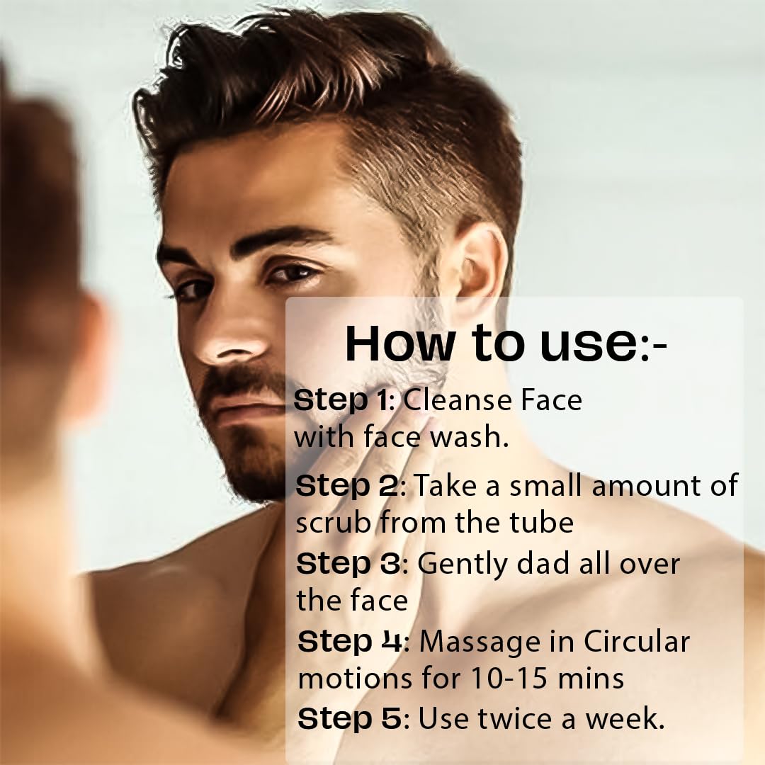 Mancode Polishing Rice Scrub for Oil Control, unclogs your pores help to Brighten Skin Face scrub 100gm