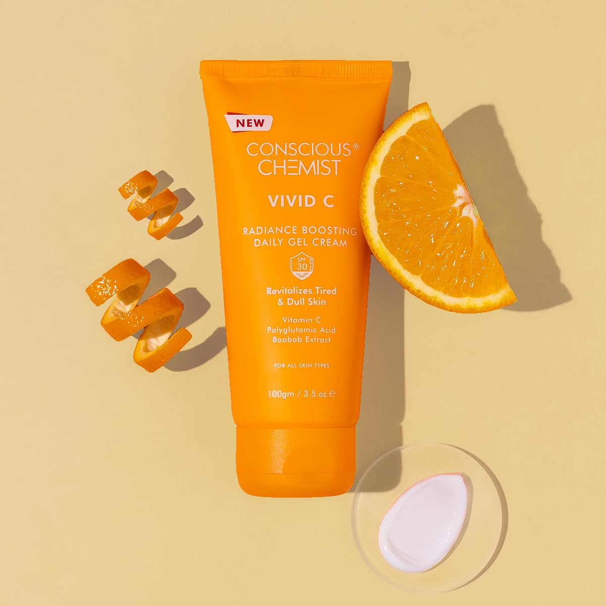 Conscious Chemist® Vitamin C Cream with SPF30 PA+++ | 100g | Vitamin C Moisturizer, Face Cream for Men & Women, Daily Gel with Polyglutamic Acid for Bright Skin, All Skin Types - Vivid C (Pack of 2)