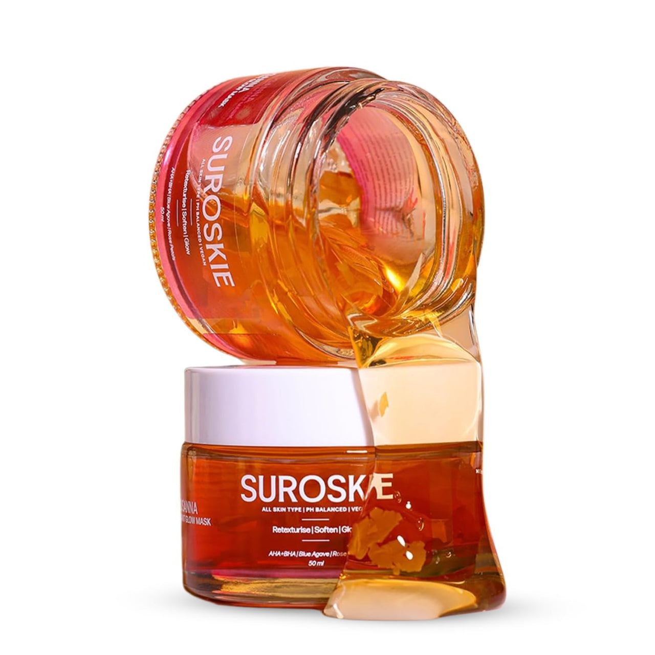 Suroskie Rosanna Rose Instant Glow Face Mask 50Ml | With Rose & Aloe Vera | For Cleans Pores & Dark Spot | Spa Glow At Home | Facial In A Jar | Korean Face Mask For Glowing Skin |Men & Women