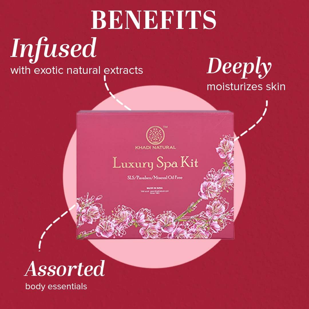 Khadi Natural Luxury Spa Kit|Spa-like experience at home|Cleansing and Nourishing Products| Improve skin texture|Suitable for All Skin Types