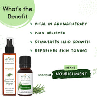 Mystiq Living Rosemary Essential Oil for Hair, Rosemary Water- Combo (100 ML + 15 ML) | Hair Spray for Regrowth | 100% Pure & Natural