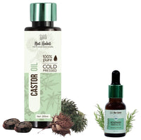 Nat Habit Cold Pressed Castor Oil (200ml) And Rosemary Essential Oil (15ml) For Healthy Hair Growth, Hair Fall, Eyebrow & Eyelashes Growth, Suitable for All Skin & Hair Types (Combo Pack of 2)