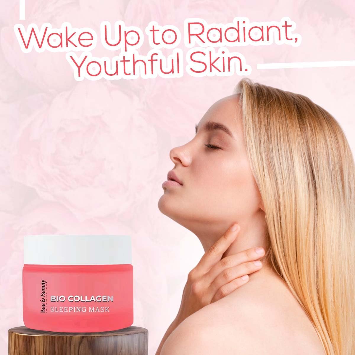 Bee & Beauty Bio Collagen Sleeping Mask For Anti-Aging And Skin Rejuvenation | Overnight Hydrating Collagen Face Mask With Nourishing Ingredients To Firm | Smooth | Repair Skin, 1 count