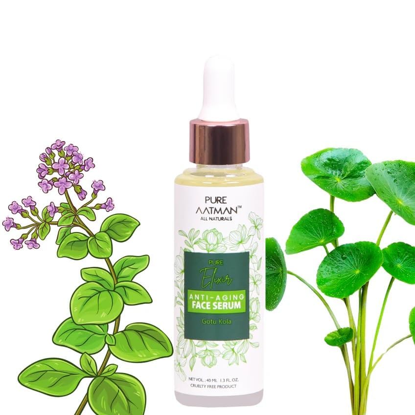 PURE AATMAN Gotu Kola face serum Anti-Aging & Firming for glowing skin Wrinkles & Fine Lines For Men & Women Increases Skin Glow Instantly Reduces Spots Bright skin (Pack of 2) 40ml