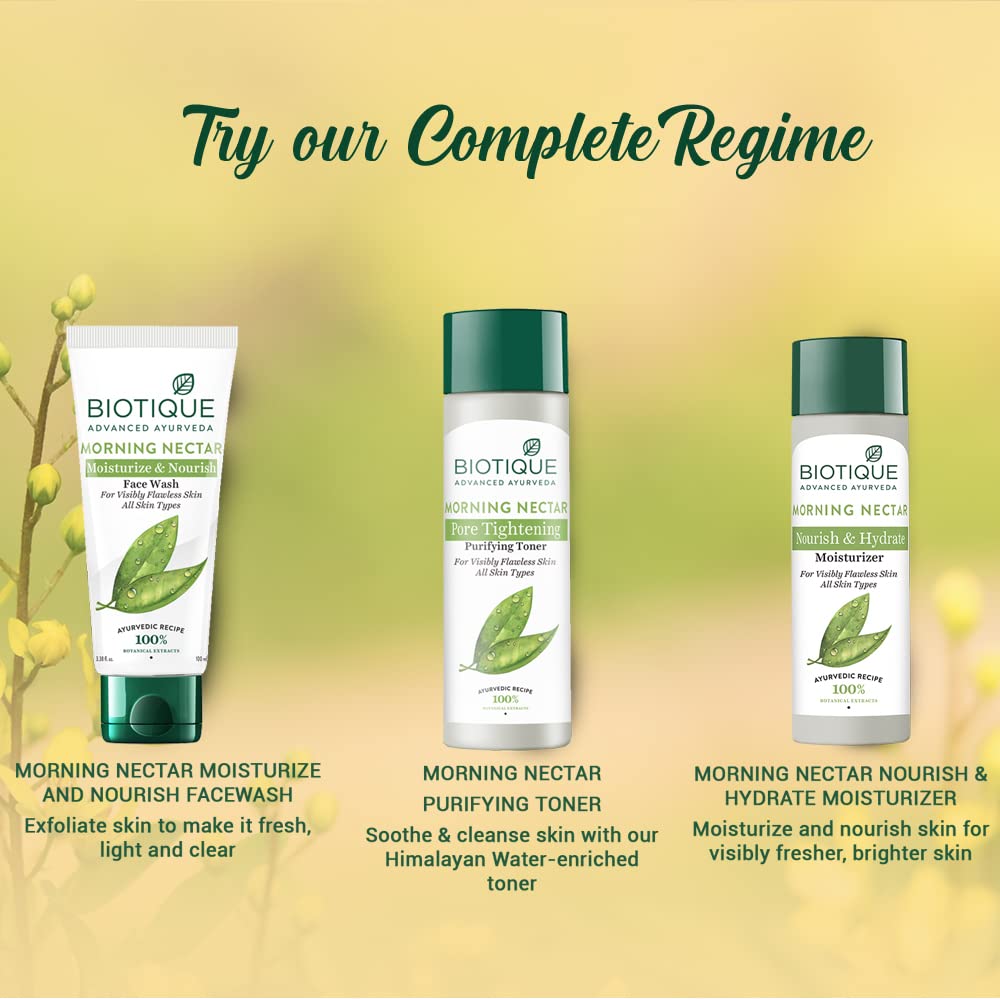 Biotique Morning Nectar Flawless Skin Moisturizer Cream | Prevents Dark Spots, Blackheads And Blemishes | Visibly Flawless Skin | Nourishes And Hydrates Skin| All Skin Types | 120Ml (Pack of 4)