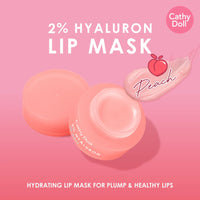 Cathy Doll 2% Hyaluron Lip Mask Peach – 4.5g | Hydrating Overnight Lip Treatment with Hyaluronic Acid | Nourishing Lip Care for Dry, Chapped Lips