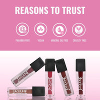 Jaquline USA Pout Power Set Of 5 Liquid Matte Lipstick | Water Proof | Smudge Proof | Transfer Proof |Long Lasting | Hydrating & Lightweight| (5X1.25Ml)