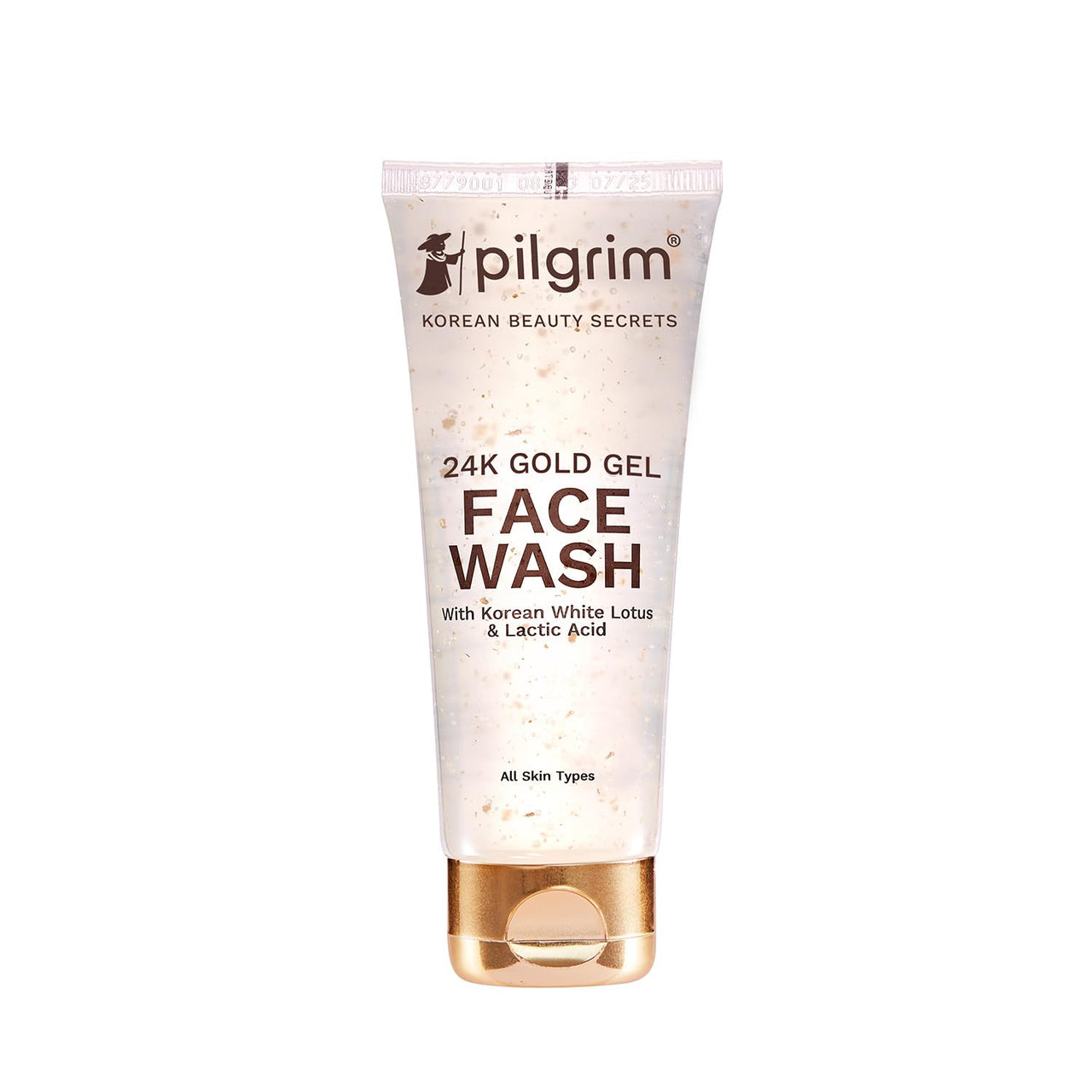 Pilgrim 24k Gold Gel Facewash with Korean White Lotus & Lactic Acid 80ml | Face wash for glowing skin | Reduce dark spot and improves skin texture | Removes dullness | For All Skin Types I For Women and Men