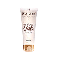 Pilgrim 24k Gold Gel Facewash with Korean White Lotus & Lactic Acid 80ml | Face wash for glowing skin | Reduce dark spot and improves skin texture | Removes dullness | For All Skin Types I For Women and Men