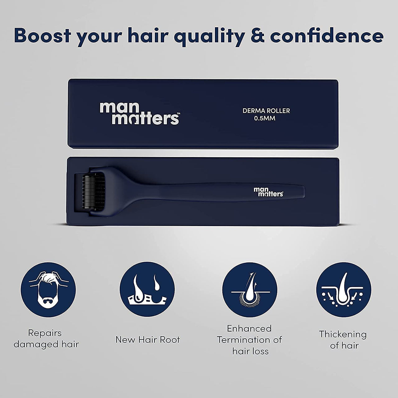 Man Matters Advance Derma Roller with Disinfectant | For Scalp & Beard | 540 Micro 0.5mm Titanium Alloy Needles | Reduces Hair Fall, Stimulates Hair Follicles | Safe & Effective