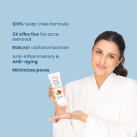 La Pink Acne & Pore Perfection Face Wash with White Haldi & Green Tea | For Acne Reduction & Even Skin Tone | 100% Microplastic Free & 100% Soap Free Formula | All Skin Types | 100ml