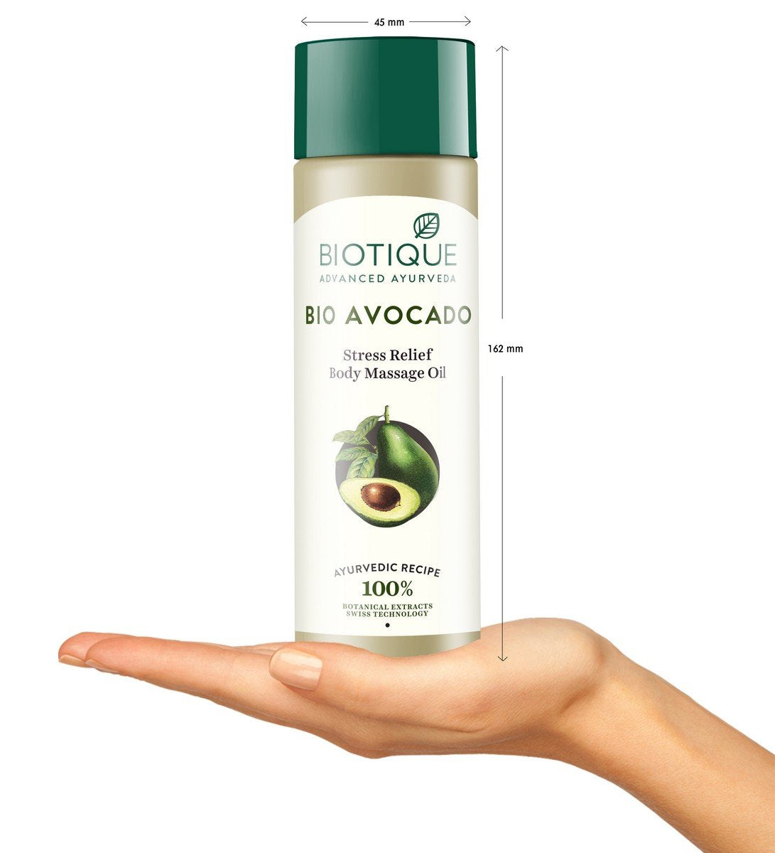 Biotique Bio Mountain Ebony Vitalizing Serum For Falling Hair Intensive Hair Growth Treatment, 120ml & Cado Avocado Stress Relief Body Massage Oil, 200ml