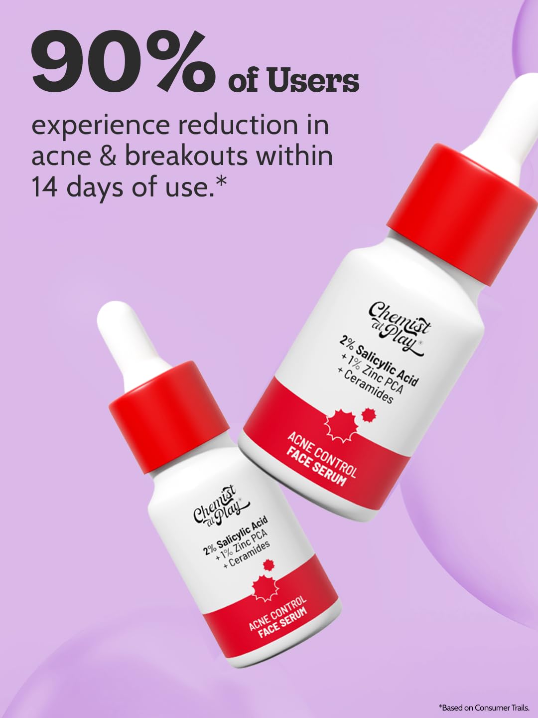 Chemist At Play 2% Salicylic Acid Face Serum | Treats Active Acne | Controls Excess Oil | Removes Blackheads, Pimple & Dark Spots | Fades Acne Marks | Improves Skin Texture | 10ml