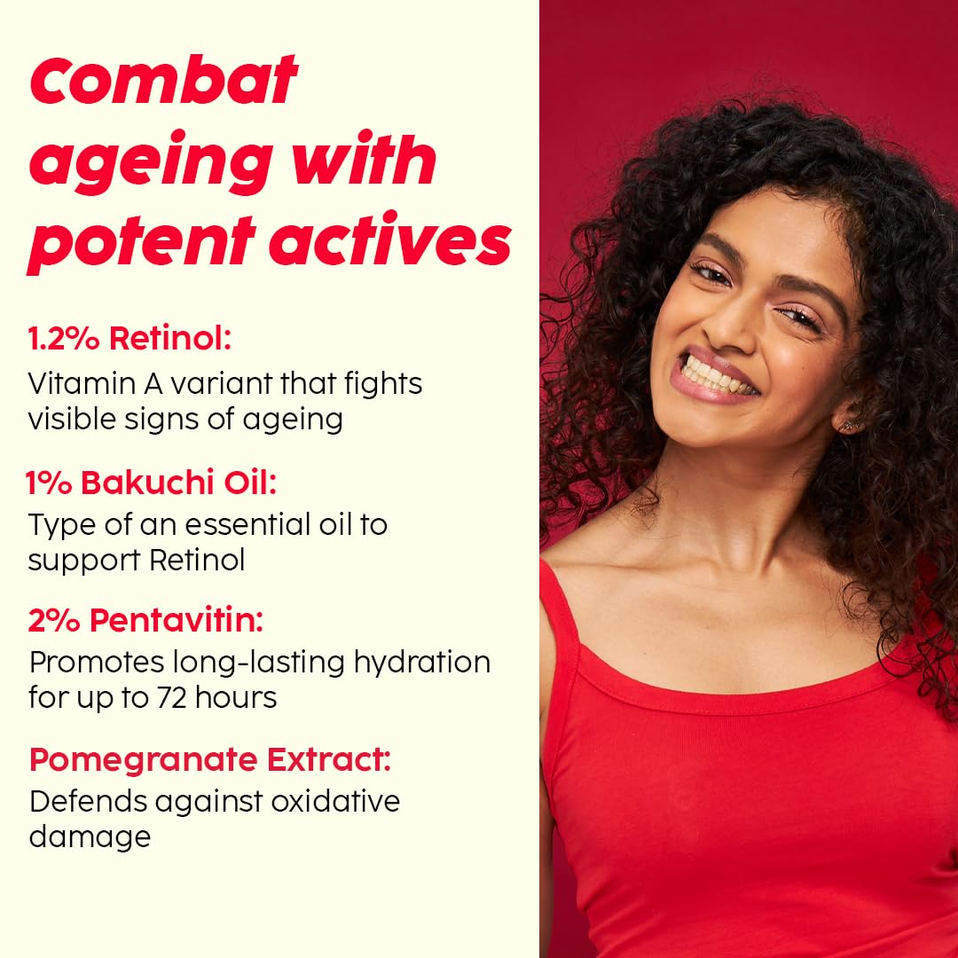 The Plant Fix Plix Pomegranate 1.20% Retinol & 1% Bakuchi Oil Anti Ageing Night Cream | Reduces Fine Line & Wrinkles | For Men & Women | 50 G