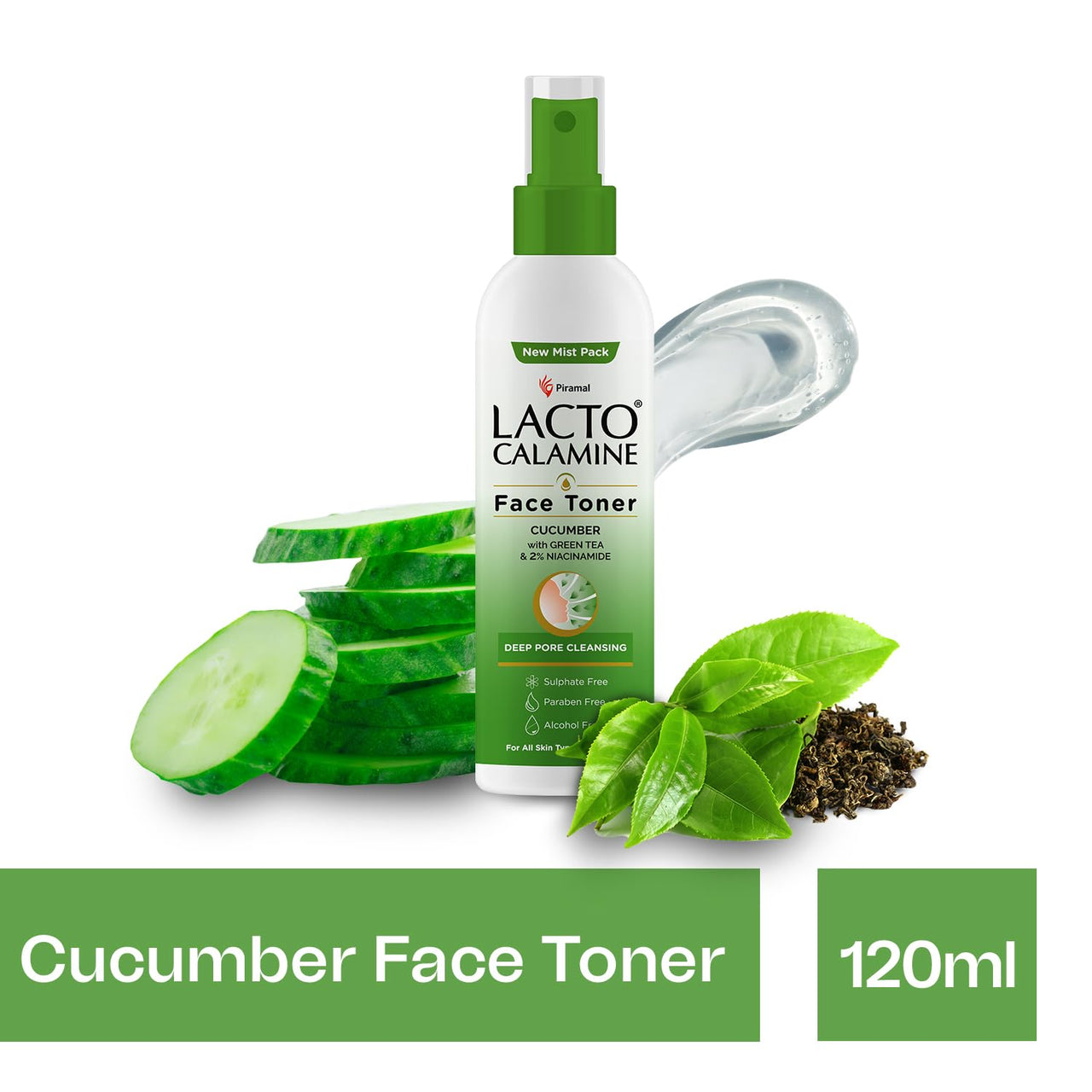 Lacto Calamine Face Toner With Cucumber | 120ml Each-pack of 3 | Deep Pore Cleansing | Open Pores Tightening with Green Tea & 2% Niacinamide For Cool & Hydrated Skin | No Sulphate, Alcohol & Parabens