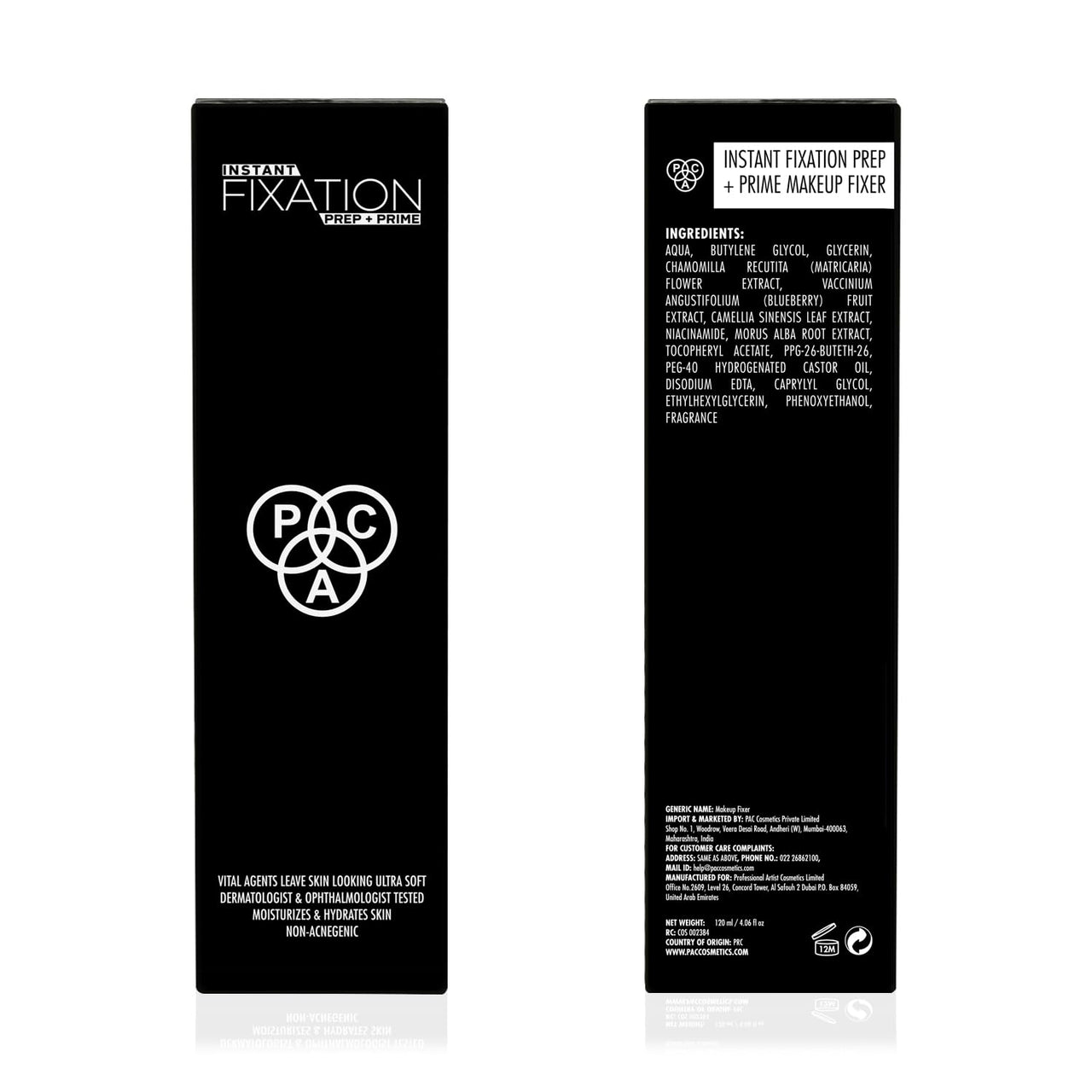 PAC Instant Fixation Prep & Prime Makeup Fixer Spray for Face Makeup | Dewy Finish Setting Spray | Hydrating & Moisturizing for All Skin | 120 ml