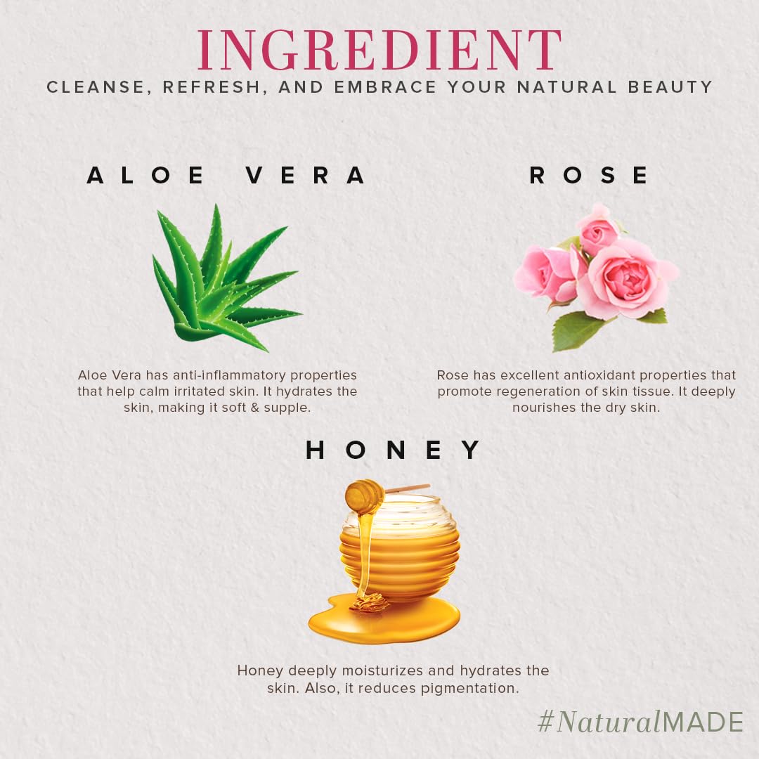 Khadi Natural Aloe Vera Face Wash with Scrub & Rose & Honey Body Wash | For Younger-Looking Skin |Improves Complexion| Paraben & SLS Free | 210 ml each