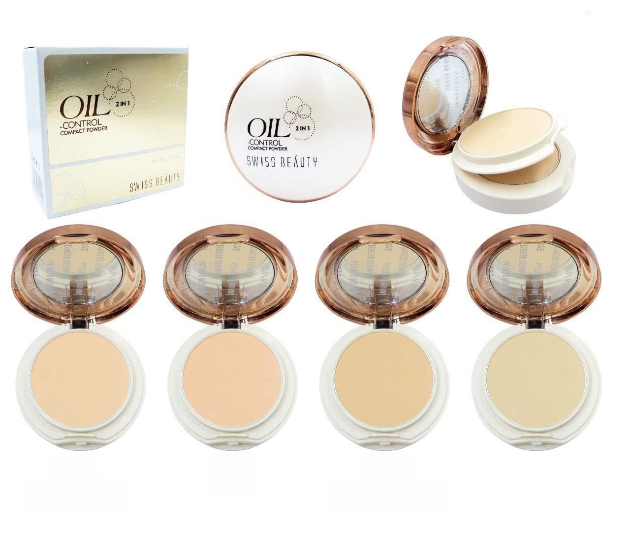 SWISS BEAUTY Oil Control 2 In 1 Matte Compact Powder For All Skin Types 20G - Light Medium (02), Multicolor