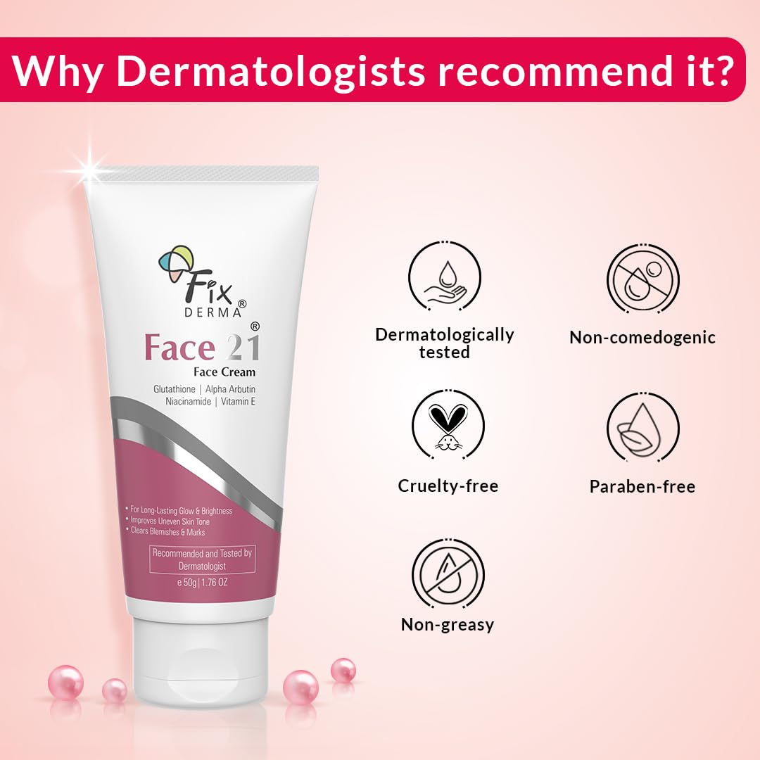 Fixderma 2% Niacinamide Cream, Face 21 Cream | Niacinamide Cream for Face | Alpha Arbutin Cream | Anti Ageing Cream for Women | Day & Night Cream for Women, Reduces Wrinkles and Fine Lines - 50 gm