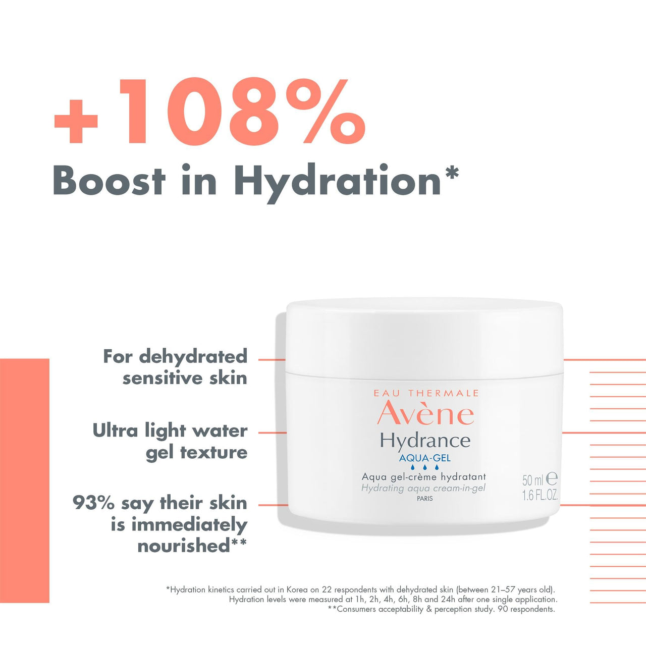 Avene Hydrance Aqua Hydrating Cream In gel 50ml | Intensely moisturise and durably replenish the skin with water on a daily basis | 24 hour hydration A creamy gel-cream