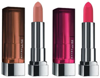 Maybelline New York Color Sensational Creamy Matte Lipstick, 656 Clay Crush, 3.9g and Maybelline New York Color Sensational Creamy Matte Lipstick, 630 Flaming Fuchsia, 3.9g