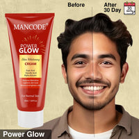 Mancode Power Glow Skin Glowing Cream with Kojic Acid, Glycolic Acid & Alpha Arbutin | Brightening & Hydrating Formula for Men | Reduces Dark Spots & Uneven Skin Tone | 50ml