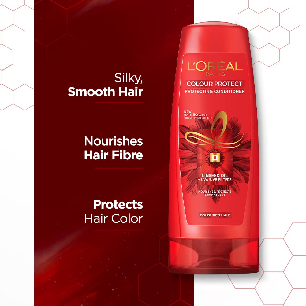 L'Oréal Paris Conditioner,For Long and Lifeless Hair, Dream Lengths, 192.5ml & L'Oréal Paris Conditioner, Vibrant & For Colour-treated Hair, Colour Protect, 192.5ml