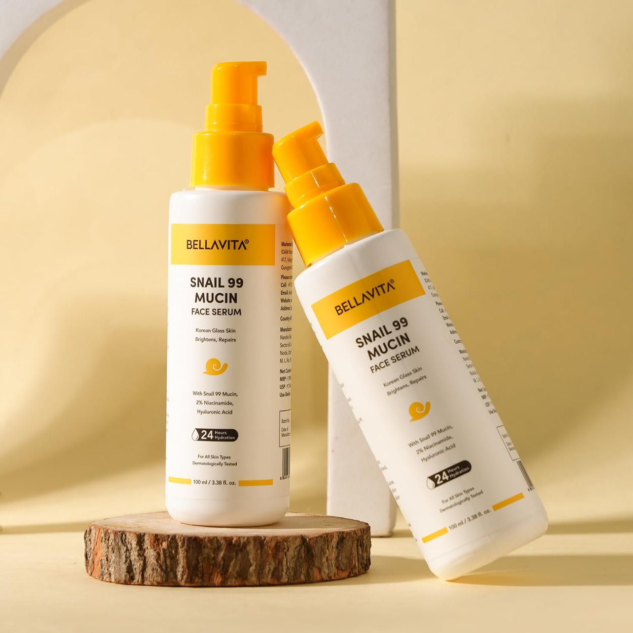 Bellavita Snail 99 Mucin Face Serum,with 5% Niacinamide & HA | K Beauty | 24 Hr Hydration | Improves Skin Texture | Brightens Skin |Korean Skincare| For All Skin Types | 100 ml
