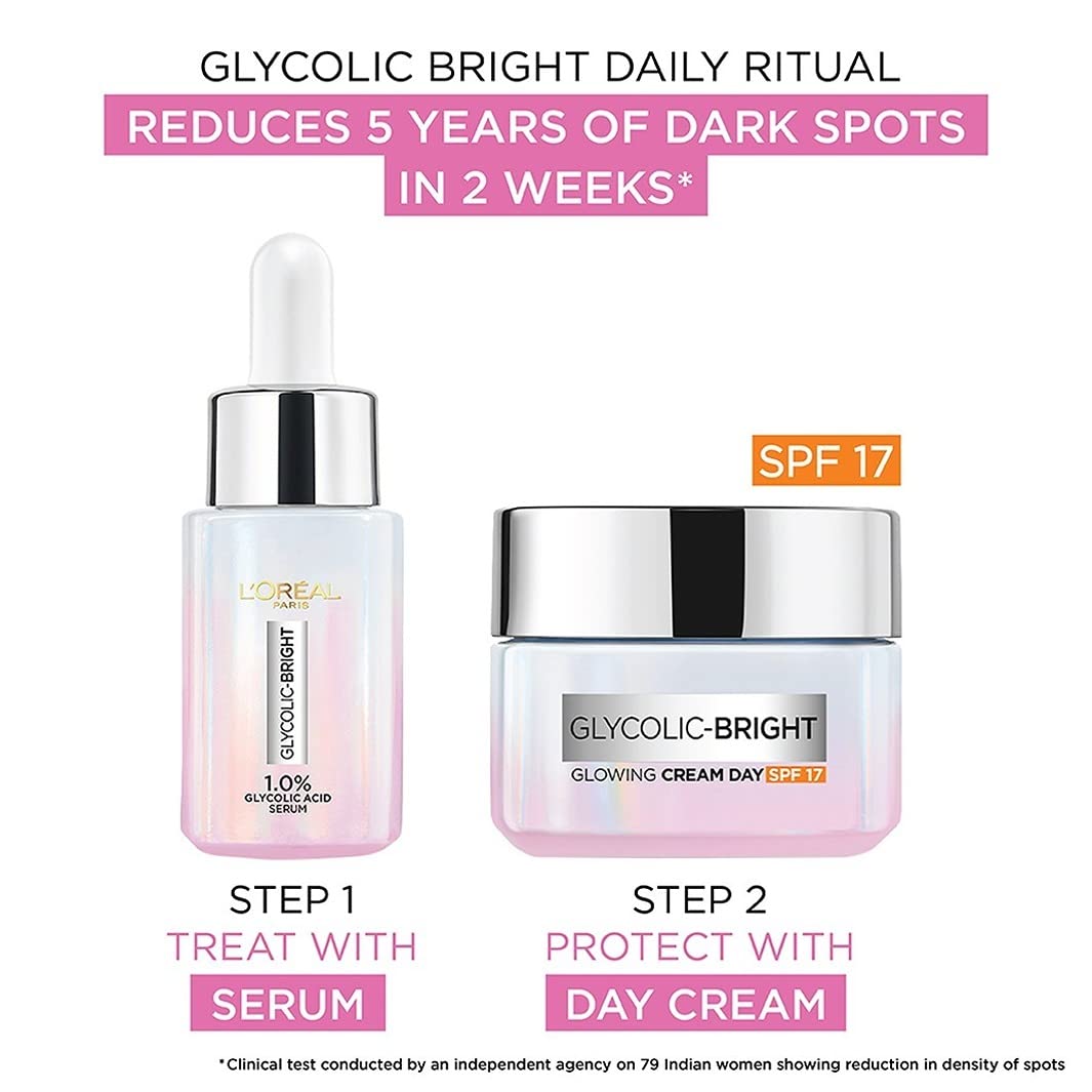L'OREAL PARIS Glycolic Bright Day Cream With Spf 17 & Brightening Serum