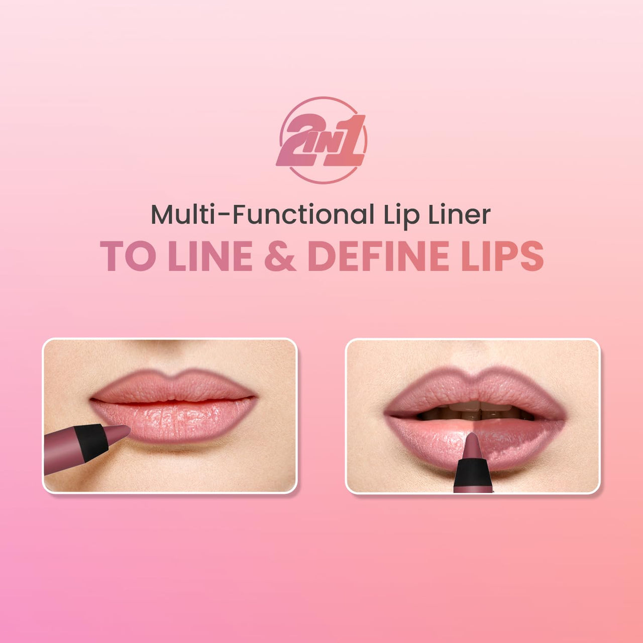 Swiss Beauty 2-In-1 Creamy Matte Lip Liner + Lip Filler | Smudgeproof and waterproof | Shade- Coral Candy, 1.6g
