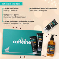mcaffeine Gift Kit With Pure Coffee Skincare|Gift Set With Face Wash, Face Scrub, Body Wash & Sunscreen|Suitable Gift Kit For All Occasions & All Skin Types|Valentine Present For Him/Her, Birthday