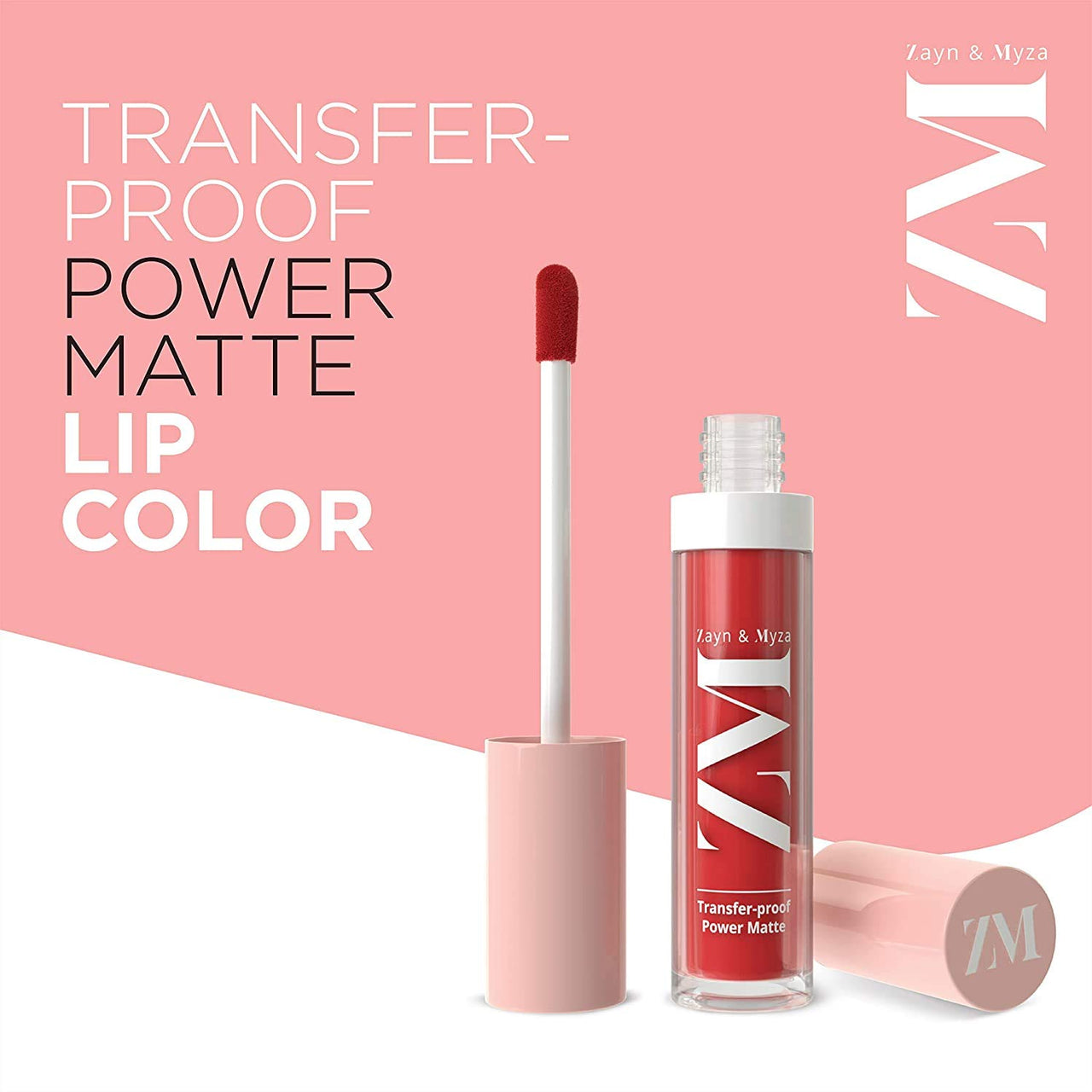 ZM Zayn & Myza Transfer-Proof Power Matte Finish Lip Colour I Smudge Proof & Water Resistant I Light Weight & Extremely Smooth Formula I Vegan - Candid, 6 ml