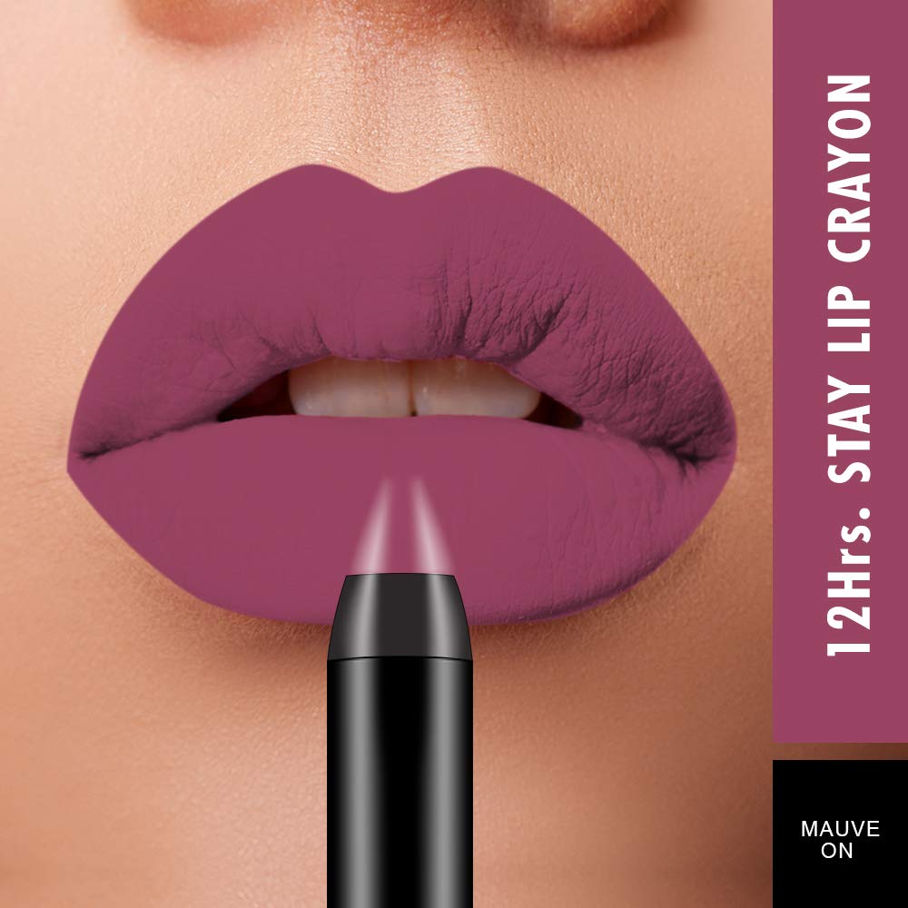 Swiss Beauty 12 Hrs. Stay Matte Lip Crayon, Mauve On, 3g - Long Lasting, Waterproof, Super Stay, Matte Finish Lip Crayon, Long Wear, Crayon Lipstick