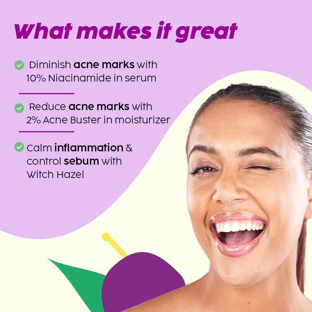 PLIX - THE PLANT FIX 2% Niacinamide and Salicylic Acid Jamun Moisturizer and Serum Combo(30 gm + 30ml), Helps Reduce Pimples with For Oily and Acne Prone Skin, With Witch Hazel & Jamun Extract