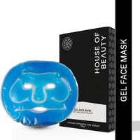 HOUSE OF BEAUTY Gel Face Mask With Adjustable Strap - Reusable Hot And Cold Compress Cryo Therapy At Home Ice Facial Mask For Puffy Eyes, Dark Circles And Stress - (Blue), (1 Count)